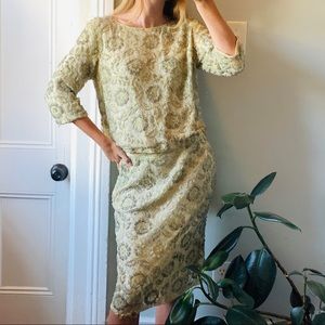 Vintage 50s two piece skirt suit set beaded
